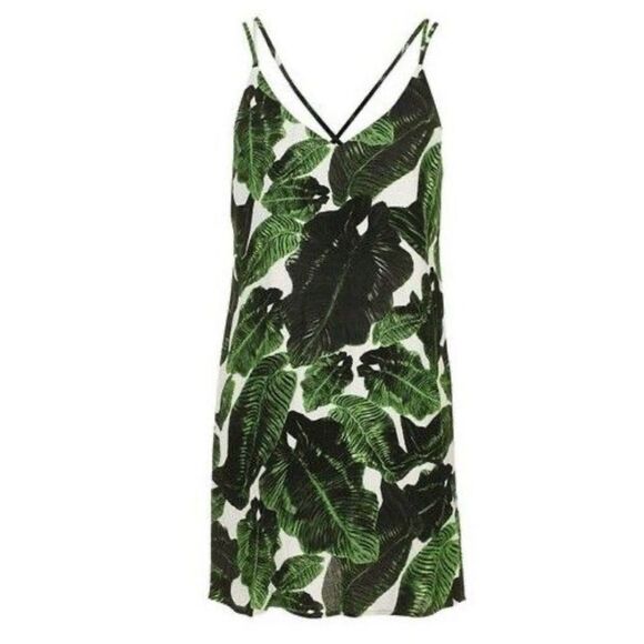 TOPSHOP Dress Palm Print Slip Dress Tropical Size 2P • BLOGGER FAVORITE • - Picture 7 of 14